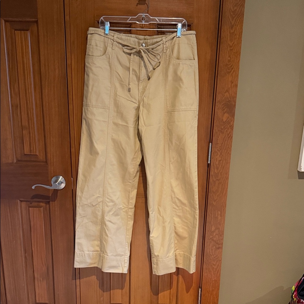 LOFT Wide-Leg Drawstring Pants in Light Tan